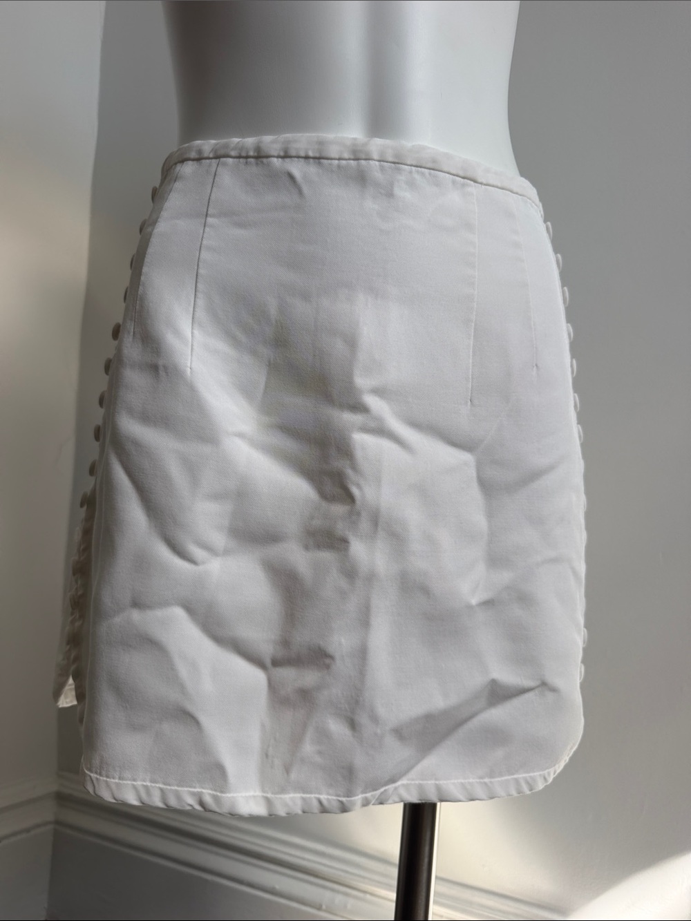 Zara White Mini Skirt with Side Button Trim